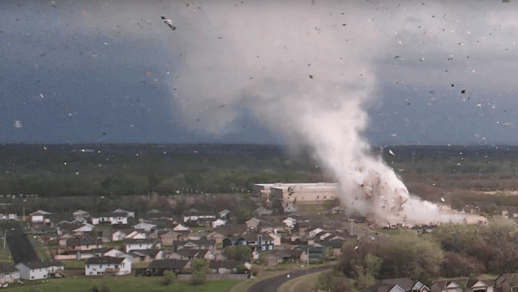 Incredible drone video of tornado in Andover, Kansas Friday
